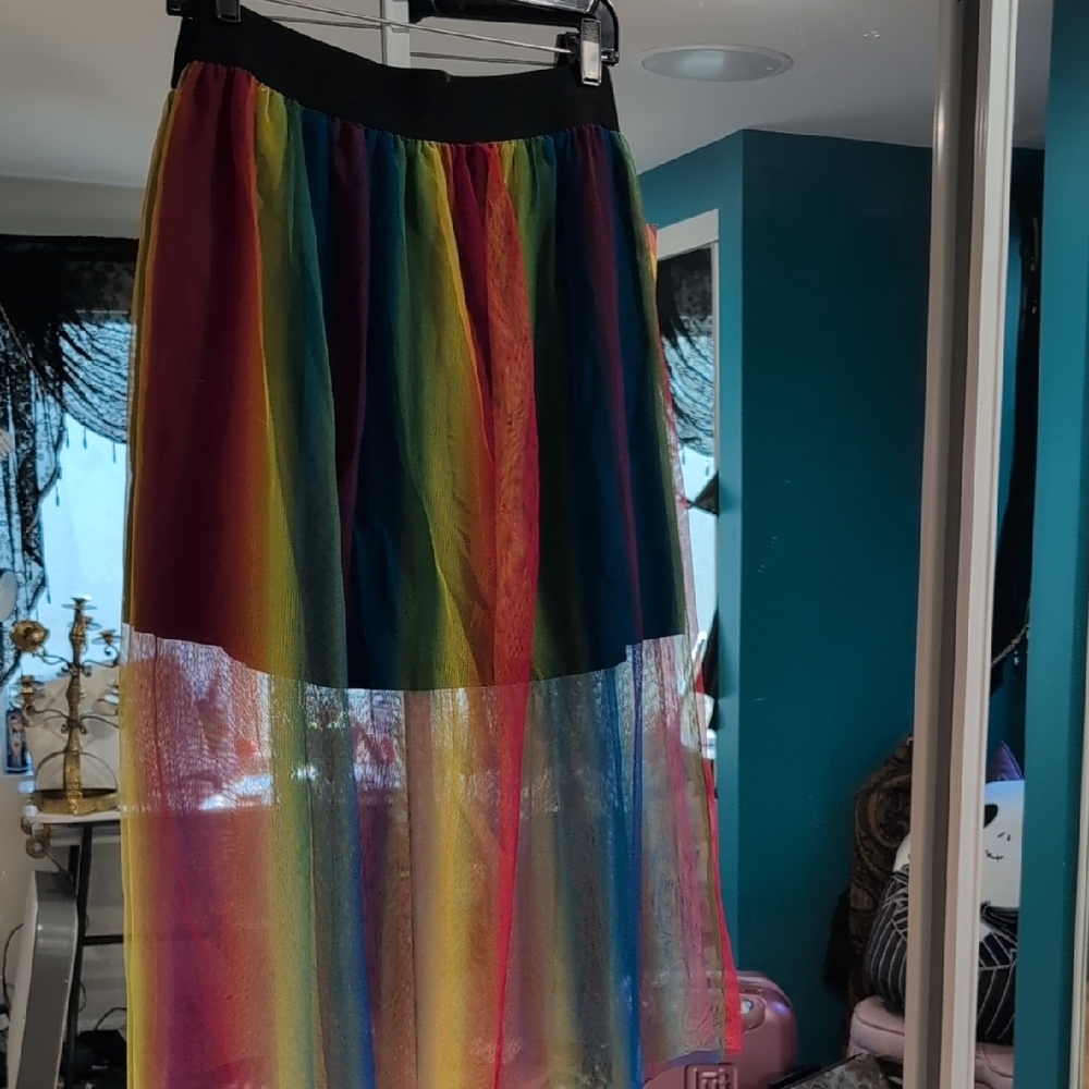 Colorful A-Line Sheer Skirt